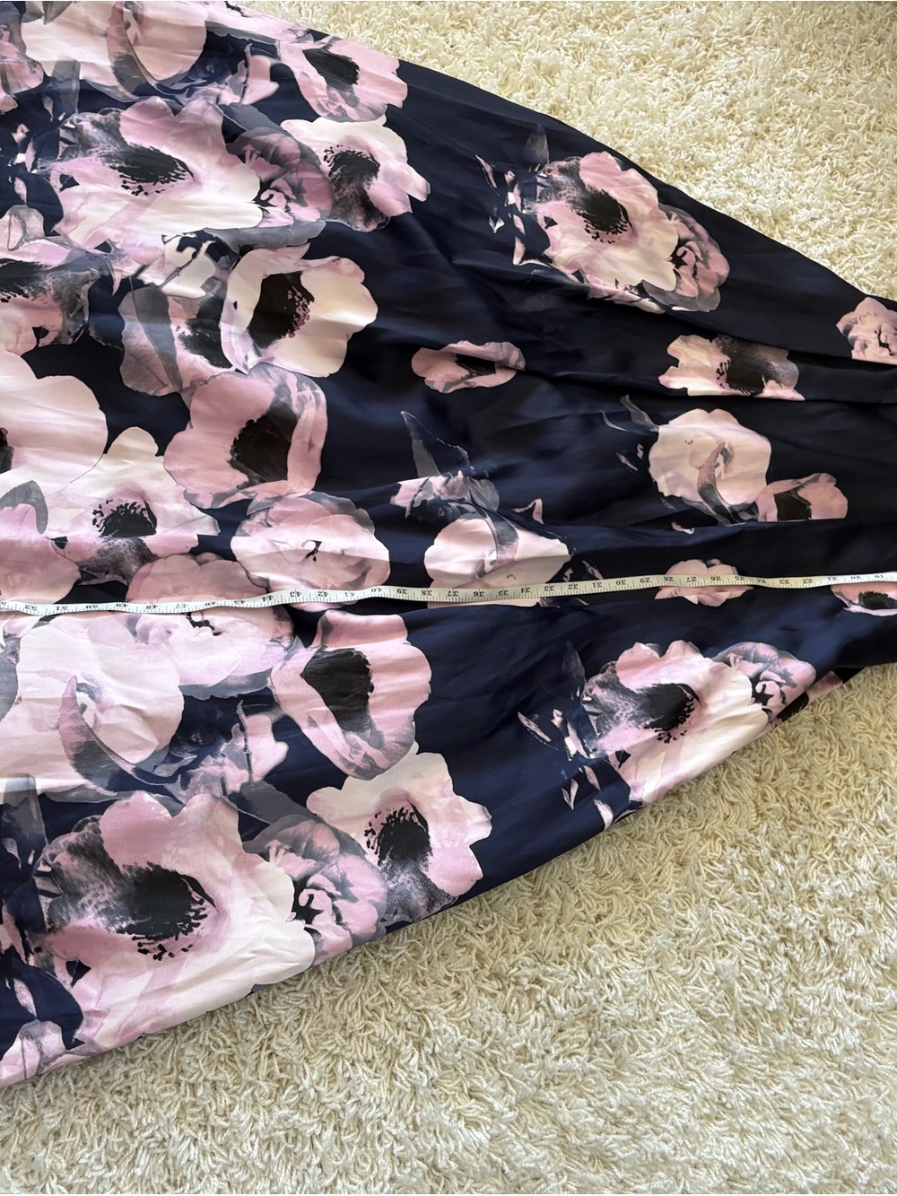 Navy Floral Maxi Skirt with Pink Blossoms